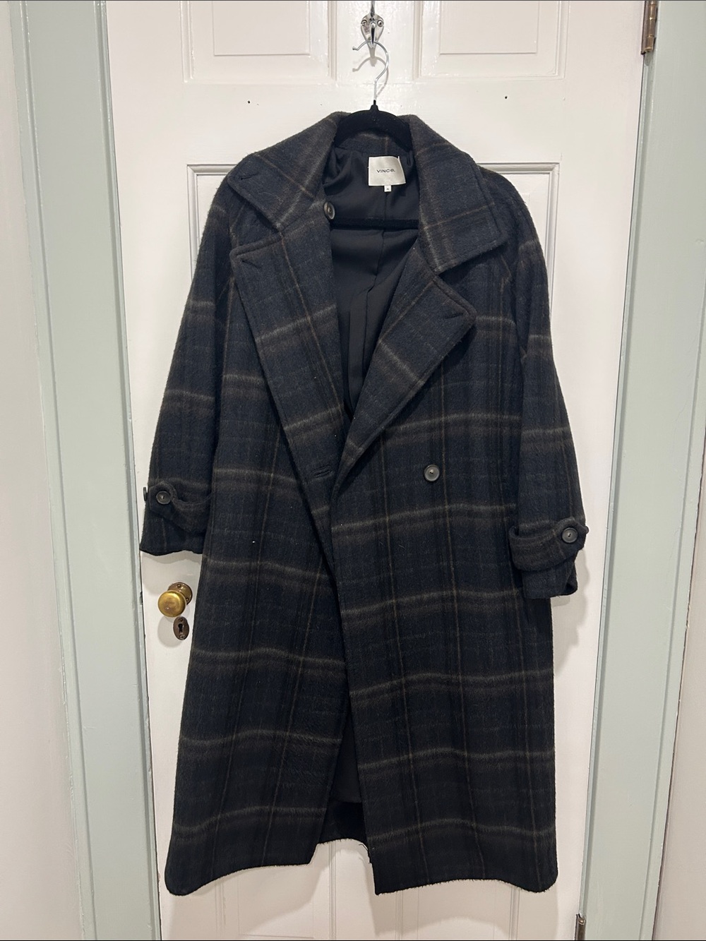 Vince Wool Plaid Overcoat